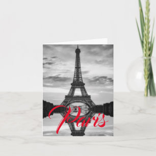 Tarjeta Black White Eiffel Tower Paris Love City Travel