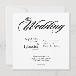 Tarjeta Black & White Minimal Square Wedding Invitation