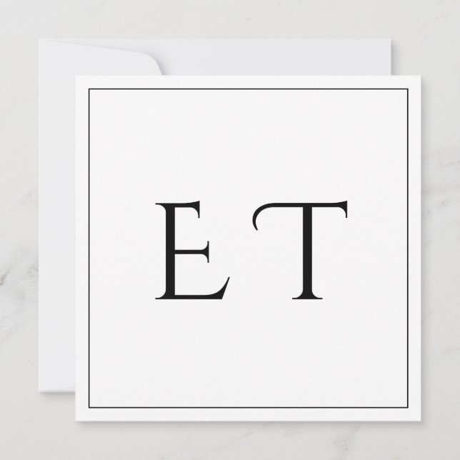 Tarjeta Black& White Minimal Square Wedding RSVP (Reverso)