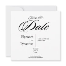 Black & White Minimal Square Wedding Save the Date