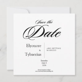 Tarjeta Black & White Minimal Square Wedding Save the Date