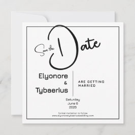 Tarjeta Black & White Minimal Square Wedding Save the Date