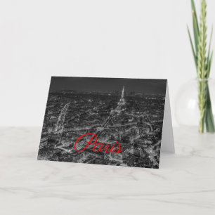 Tarjeta Black White Paris City Night Eiffel Tower European