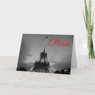 Tarjeta Black White Paris City Night Eiffel Tower European