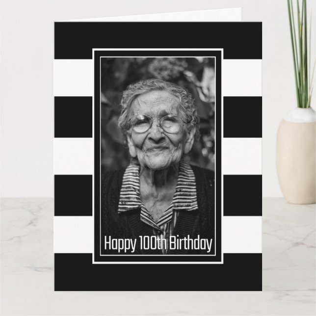 Tarjeta Black White Striped 100 años (Anverso)