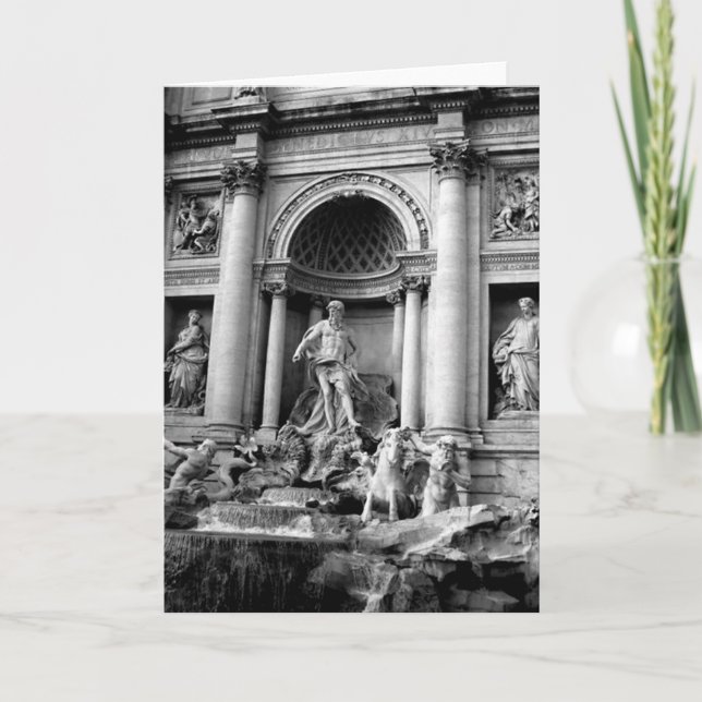 Tarjeta Black White Trevi Fountain Rome Travel Photography (Anverso)
