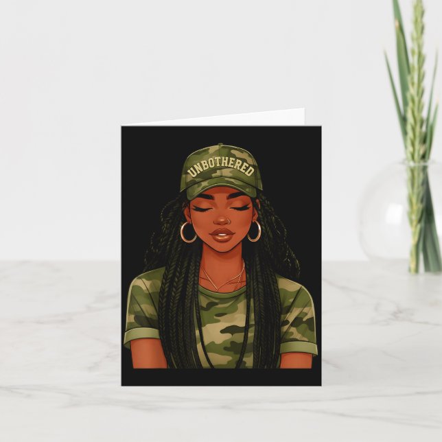 Tarjeta Black Woman Unbothered Locs Camo Girl Women Loc'd  (Anverso)