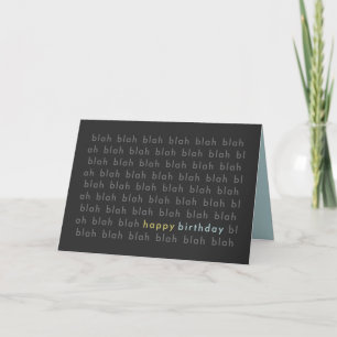 Tarjeta Blah Blah Happy Birday Typography Card