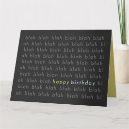 Tarjeta Blah Blah Happy Birday Typography Card