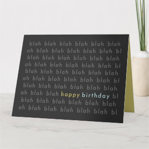 Tarjeta Blah Blah Happy Birday Typography Card