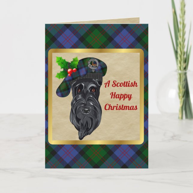 Tarjeta Blair Badge & Tartán Navidad Personalizada (Anverso)