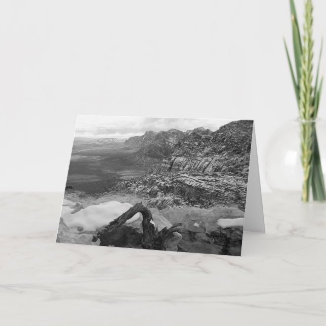 Tarjeta Blanc Inside Red Rock Canyon Winter B&W Greeting (Anverso)