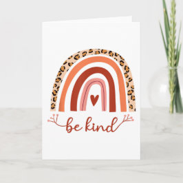 Tarjeta Blanc Inspirador Be Kind Boho Rainbow Cheetah