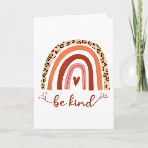 Tarjeta Blanc Inspirador Be Kind Boho Rainbow Cheetah