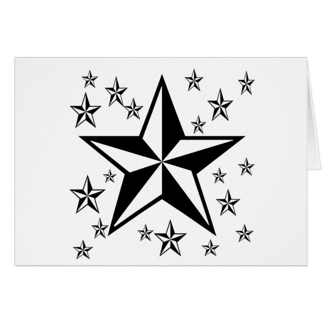 Tarjeta blanca de estrellas negras (Anverso (Horizontal))