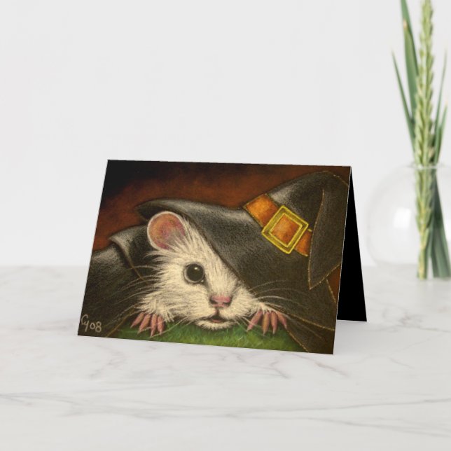 Tarjeta BLANCA de HALLOWEEN de la RATA (Anverso)