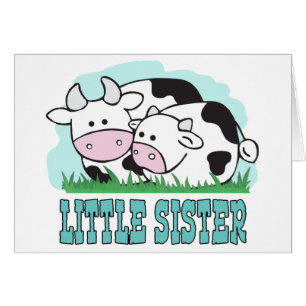 Tarjeta blanca de hermanita de vacas cortas