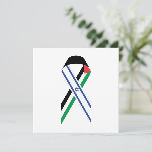 Tarjeta blanca de la bandera de Israel y Palestina (Anverso de pie)