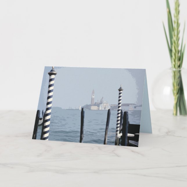 Tarjeta blanca de la escena del canal de Venecia (Anverso)