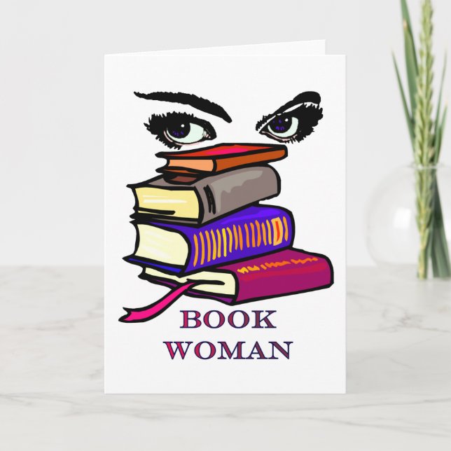 Tarjeta blanca de la mujer del libro (Anverso)