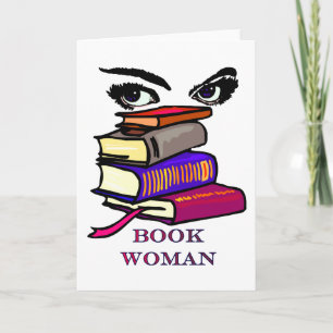 Tarjeta blanca de la mujer del libro
