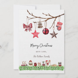 Tarjeta blanca de Navidades de color de agua