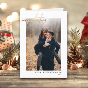 Tarjeta blanca de oro navideña moderna