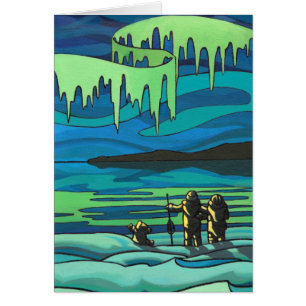 Tarjeta blanca de pintura ártica bellas tarjetas d