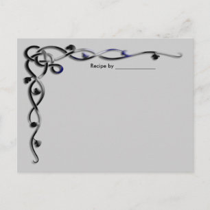 Tarjeta blanca de receta de vino de hoja negra y p