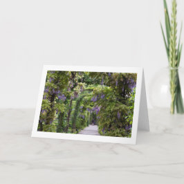 Tarjeta blanca de saludo doblada de Wisteria