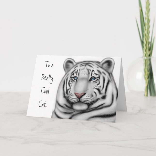 Tarjeta blanca del feliz cumpleaños del tigre (Anverso)