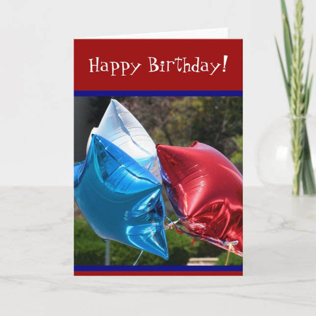 Tarjeta blanca del feliz cumpleaños y azul roja de (Anverso)