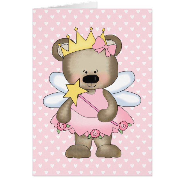 Tarjeta blanca del oso de la princesa (Frente)