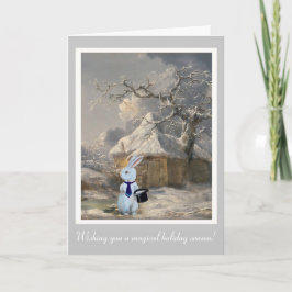 Tarjeta blanca del personalizable del conejo del