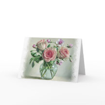 Tarjeta blanca floral rosa rosa rosa rosa chic Sha
