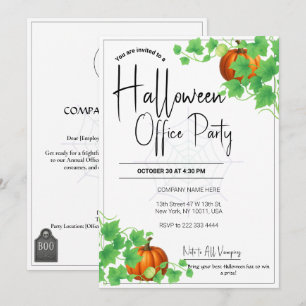 Tarjeta blanca Invitaciones de Office Halloween