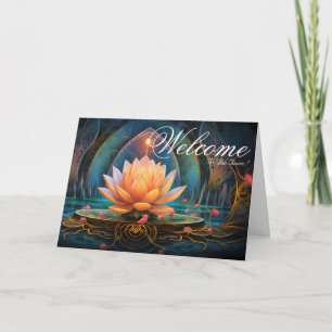 Tarjeta blanca mínima de bienvenida Lotus