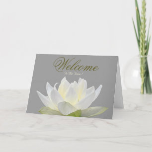 Tarjeta blanca mínima de bienvenida Lotus