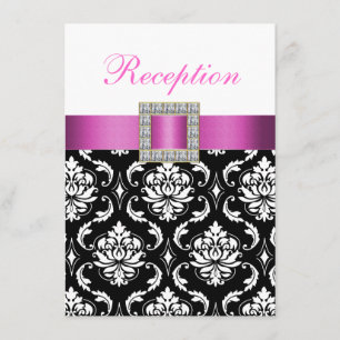 Tarjeta blanca negra rosada de la recepción
