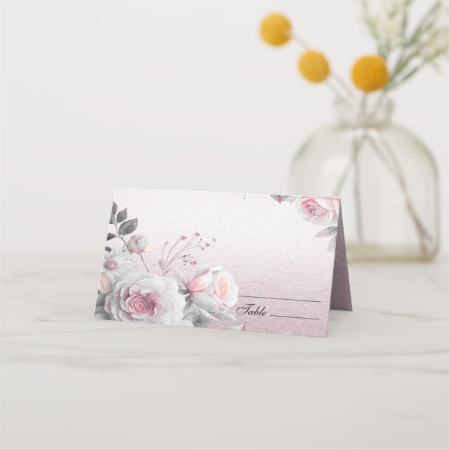 Tarjeta blanca rosa Floral (Anverso)
