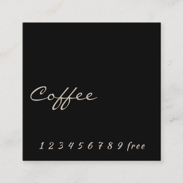Tarjeta blanca simple de fidelidad al café negro (Anverso)