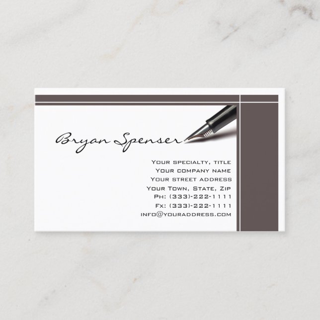 Tarjeta blanca simple para escritores de ayuda pro (Anverso)