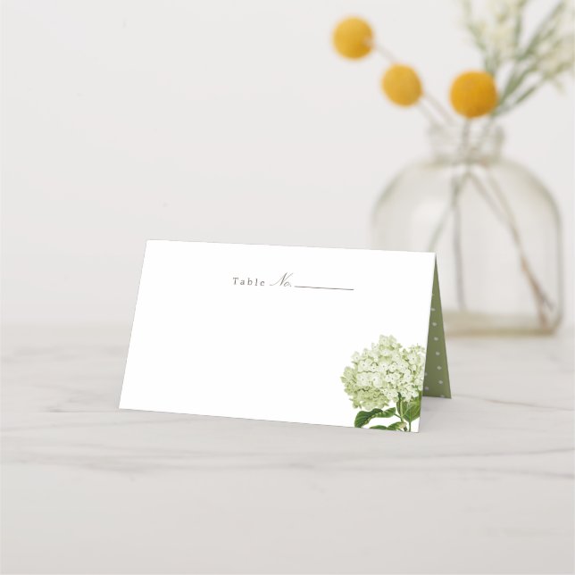 Tarjeta blanca verde Hydrangea Blank Place (Anverso)