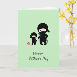 Tarjeta blanca verde para el padre y el niño Ninja