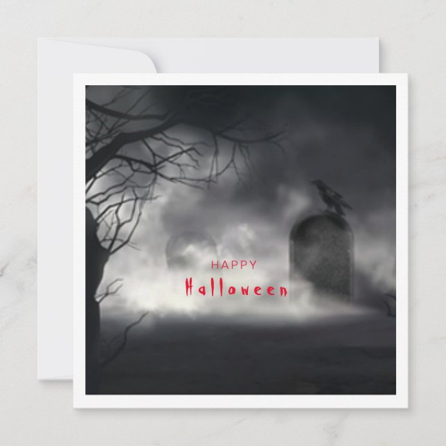 Tarjeta blanca y negra de Halloween (Anverso)