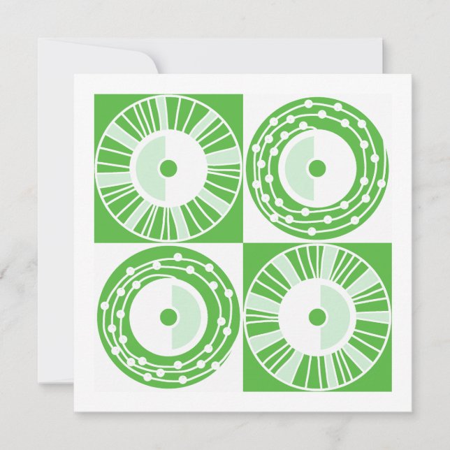 Tarjeta Blanco Blanco Verde Moderno De Mediados Del Siglo  (Anverso)