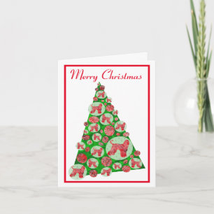 Tarjeta Blanco del árbol de Navidad de la silueta de perro