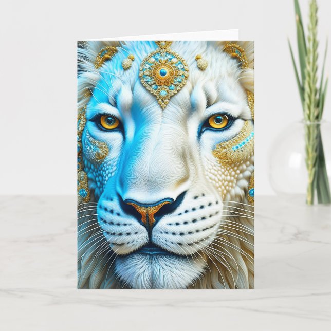 Tarjeta Blanco majestuoso y León de Oro en blanco (Anverso)