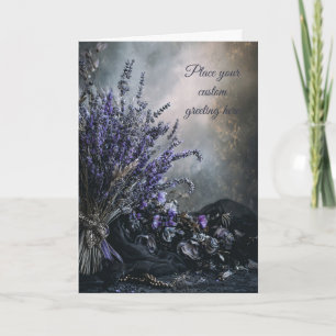 Tarjeta Blanco Moody, Floral Elegante Lavanda Editable