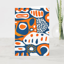 Tarjeta Blanco naranja azul geométrico retro